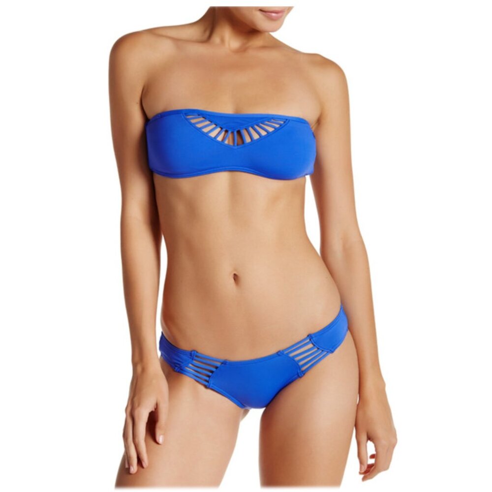 NWT-Rip Curl Sunburst Convertible Bikini Top, Blue, Size Small